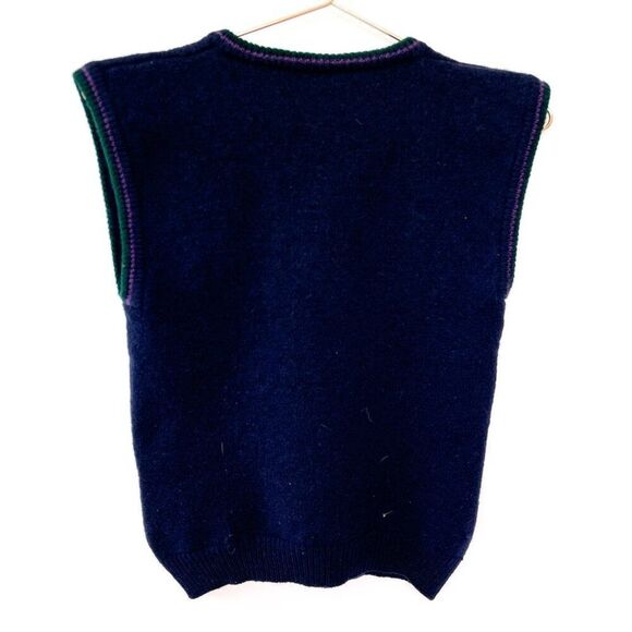 Vintage Wool Navy Blue Crest Wool Sweater Vest - Picture 2 of 7